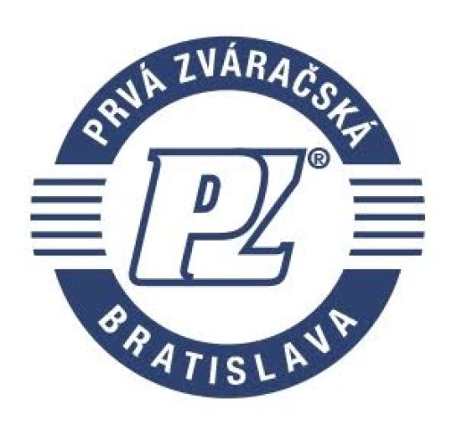 Logo Prvá zváračská Bratislava na modrom pozadí.