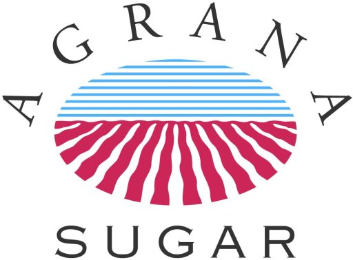 Logo spoločnosti Agrana Sugar s modrým a červeným motívom.